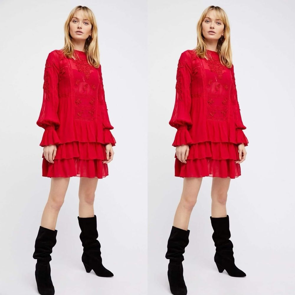 Free People Fondant Mini Raspberry Dress - Picture 3 of 6